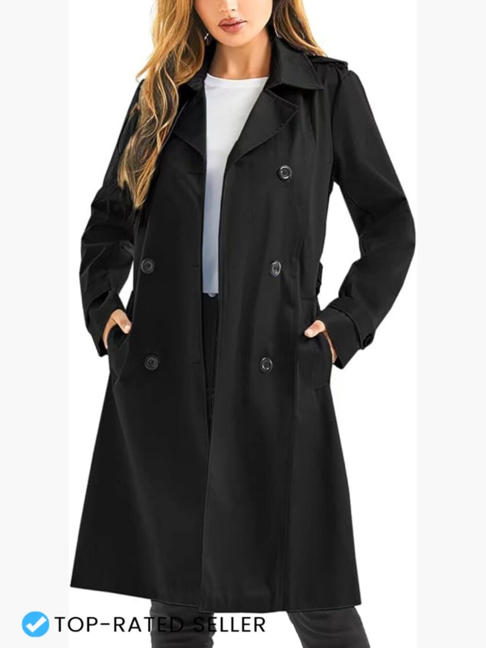 Waterproof Long Trench Coat Double Breasted Windbreaker Belted Classic